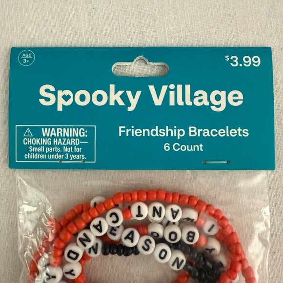 Halloween Friendship Bracelets Set 6 Count Orange Black White Spooky Village - Picture 3 of 6